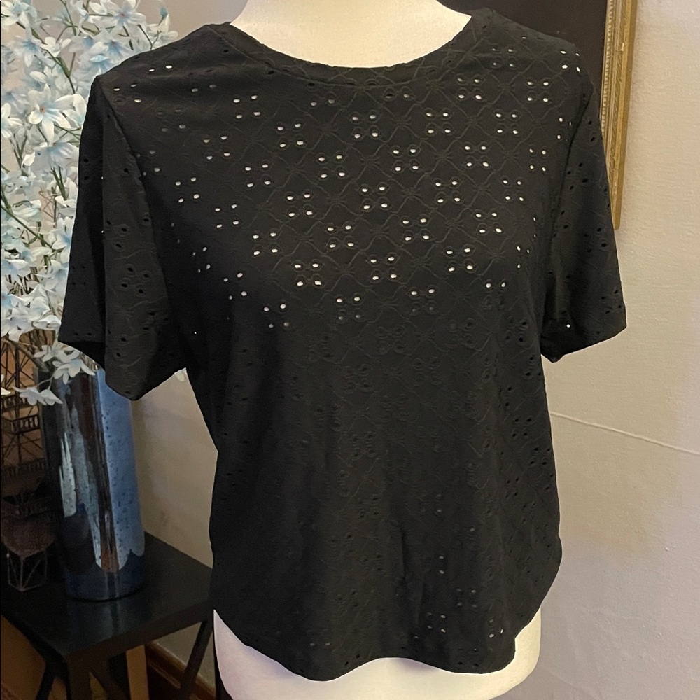 Black Eyelet Women's Top